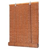 Grandekor PE Outdoor Rollo Wetterfest Bambus Look für Fenster Tür,B80 x H160...