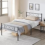 Yaheetech Modern Metallbett Bettgestelle mit Lattenrost, Doppelbett/Einzelbett,...