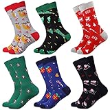 ILovDaisy 6 Paar Weihnachtssocken Lustige Socken Herren, 39-46 Bunte Socken...