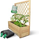 holz4home® Pflanzkasten mit Rankgitter M aus Kiefernholz I 34x98x104 cm I inkl....