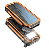 Solar Powerbank 27.000 mAh, PD20W Wasserdichtes Solar Ladegerät USB C Externer...