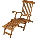 Divero Liegestuhl eleganter Deckchair Florentine Steamer Chair Teakholz...