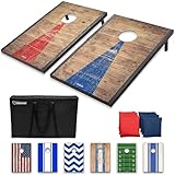 GoSports Unisex-Kinder Klassisches Cornhole Set mit rustikalem Holz-Finish |...