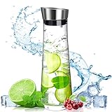POWZOO Glas-Karaffe,Wasserkaraffe Glas (1.5 Liter),Glaskaraffe mit Deckel...