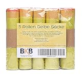 5 bis 500 Rollen Gelber Sack, Gelbe Säcke 90 Liter, 15µ (5 Rollen)
