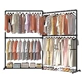 LOEFME Schwerlast Kleiderständer mit 360° klappbaren Seitenarmen, freistehende...