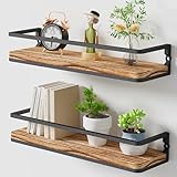 AFAjwsc Wandregal Holz und Metall, Regale Wand 2er Set 42cm, Schweberegale für...