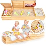 SCHRIMA® 4 in 1 Sandkasten aus lackiertem Massivholz - Wasserwanne und Staufach...