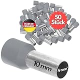 50 Stück Kalitec AE410GRSB Aderendhülsen isoliert 4,0mm² 10mm lang grau I...