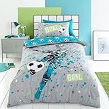 Bedlam Bedding Blauer Aqua-Fußball-Bettbezug – Einzelgröße (200 x 140 cm)...