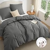BEDSURE Bettwäsche 135x200 Baumwolle 4teilig - Bettwäsche-Sets Grau Bettbezug...