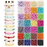 MestectPET 1960 Stück Perlen Set in 28 Farben, 6mm Bunt Perlen zum Auffädeln,...
