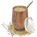 TELANKS Mate Becher, 340 ml Teetassen Set, Edelstahl doppelwand isolier Enthält...