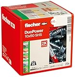 fischer DUOPOWER 10 x 50 S, Universaldübel mit Sicherheitsschraube,...