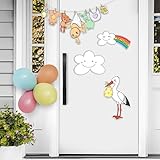GLÜCKSGUT® Klapperstorch & Wolken, 30 cm | 6-teiliges Set | Geburtsstorch + 2...