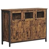 VASAGLE Sideboard, Küchenschrank, Aufbewahrungsschrank, mit Glastüren, für...