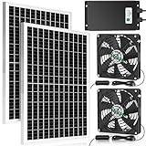 blessny Solar-Doppelventilator mit 66,6 Wh Akku-Backup, 50 W Solarbetrieben, 5,5...