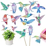 AUAUY 10 Stück Diamond Painting Kolibri Sets, Gartenstecker Diamond Painting...