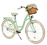 Milord Komfort Fahrrad mit Weidenkorb, Hollandrad, Damenfahrrad, Citybike,...