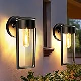 2 Stück Wandleuchte Außen Solar, Außenleuchte, IP65 Wasserdicht, Solarlampen...