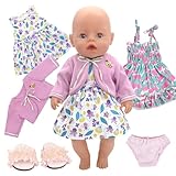 Puppenkleidung für 14-16 Inch Baby Puppen, 2 Sets Sweet Outfits Frack Mantel...