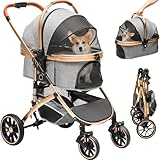 YITAHOME Hundewagen 3 in 1 Hundebuggy Bis 22kg, Klappbar, Hundewagen für Kleine...