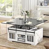 VOWNER Couchtisch Höhenverstellbar, 3-in-1-Multifunktions-Wohnzimmertisch mit...