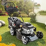 BRAST® Benzin Rasenmäher mit Antrieb | 3,5kW(4,76PS) | Elektrostart | 46cm...