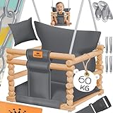 KIDIZ® Babyschaukel Kinderschaukel Schaukelsitz mit Polsterung | Holz-Schaukel...