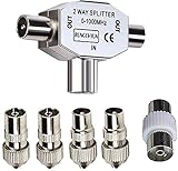 RUNCCI-YUN Antennen Verteiler Splitter - 0-1000 MHz - 2X Koax Stecker für...