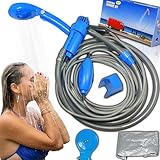 Retoo Campingdusche Tragbare mit Pumpe 35-60W Outdoordusche mit Duschkopf und...