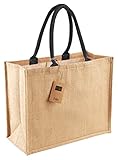Westford Mill Wm407 Jute Classic Shopper Bag, Schwarz, Einheitsgröße