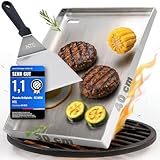 NTG Plancha Grillplatte Edelstahl [40×30 cm] 4 mm – inkl. Spachtel & 4 cm...