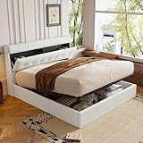 Gxffipw Doppelbett Polsterbett 140x200 cm mit Verdeckter Stauraum am Kopfteil,...