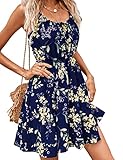Vcindai Damen Sommerkleid Schulterfrei Kleid Sommer Blumenkleid Ärmelloses...