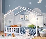 Bellabino Kinderbett Bia 80x160 cm, Hausbett Kinder inkl. Rausfallschutz und...