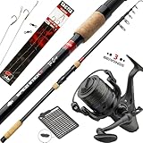 Fischzeux Karpfen Set komplett Profi Spezi-RS Tele – Carbon Freilauf Angelset...