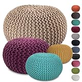 Amago home Strickhocker XXL Pouf Ø55 H37cm Bodenkissen Sitzpouf Baumwolle...