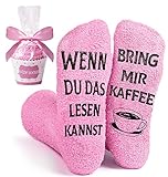 Kuschelsocken, Damen Lustige Socken mit Spruch WENN DU DAS LESEN KANNST BRING...