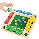 Qcdou Shut The Box, Würfelspiel für 4 Spieler, Holz Brettspiel, Mathematik...