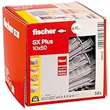 fischer Spreizdübel SX Plus 10 x 50, Schachtel mit 50 Nylondübeln, Dübel für...