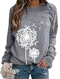 Dresswel Damen Löwenzahn Sweatshirt Langarmshirt Pusteblume Drucken Pullover...