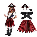 Aomig Piratenkostüm Kinder, 4 Pcs Piraten Kostüm Piratengürtel Piratenhut...