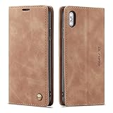 QLTYPRI Hülle für iPhone X XS, Vintage Dünne Handyhülle mit Kartenfach Geld...