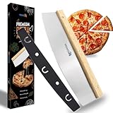 MSAKS24 Premium Pizzaschneider 32cm aus Edelstahl – Großes Pizza-Wiegemesser,...