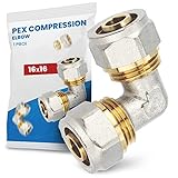 Winkelverbinder PEX-AL-PEX Schraubfitting Klemmverschraubungen Aluverbundrohr Sanitär-Heizungssystem 16 x 16 | Messing Schraub-Kupplung Übergang Winkel 90° Verbundrohrsystem