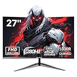 CRUA Curved Gaming-Monitor 27 Zoll 280Hz, FHD 1080P 1800R PC-Monitor, 1 ms GTG...