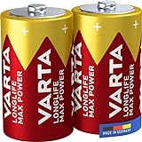 Varta Longlife Max Power D Mono LR20 Batterie (2er Pack) Alkaline Batterien –...