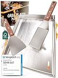 LIKAYA® Plancha Grillplatte [30x40cm] mit 2x Grillspachtel mit...