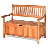 GOPLUS Gartenbank mit Stauraum, Sitzbank aus Akazienholz für 2 Personen,...